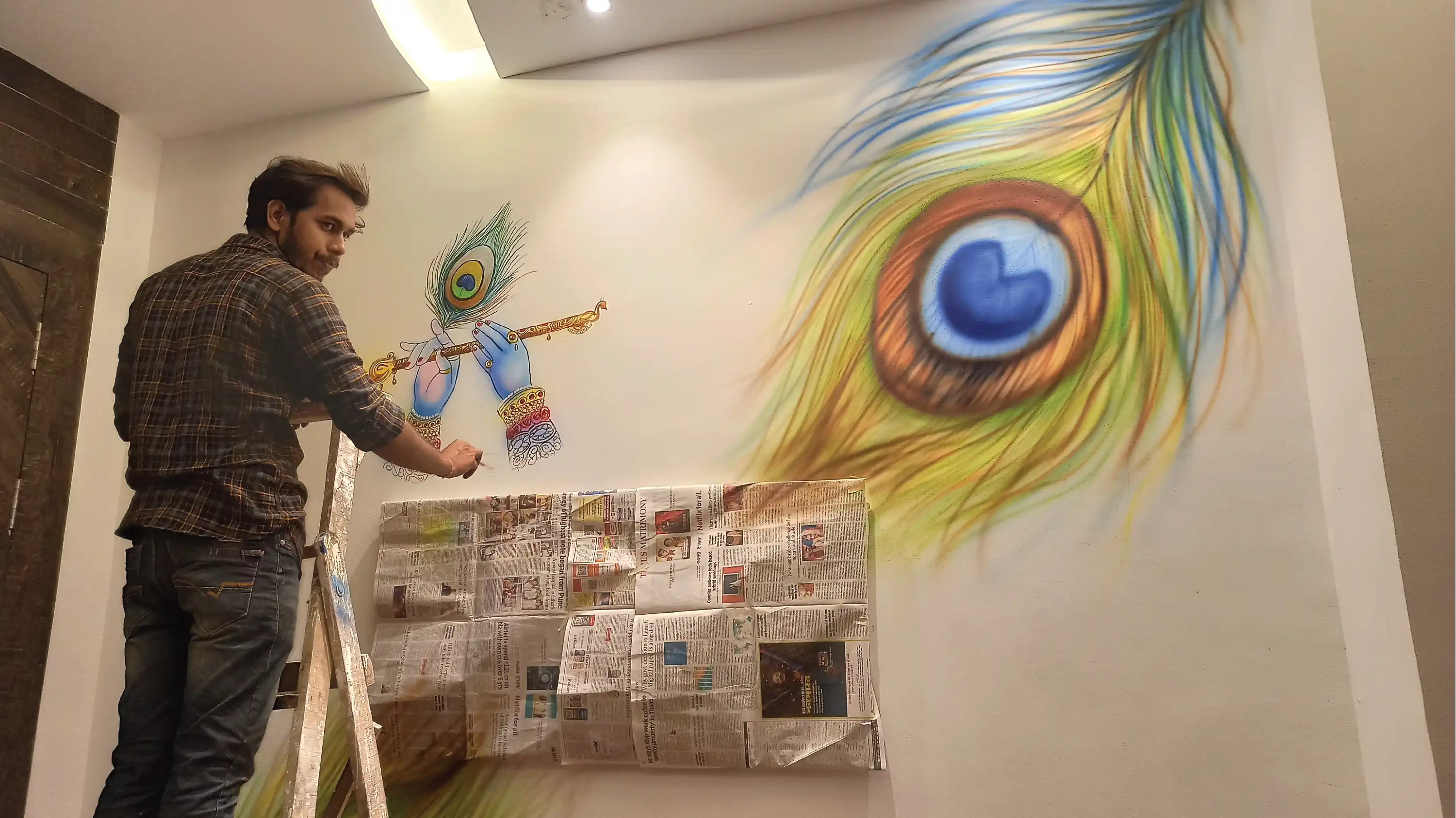 Krishna Peacock Feather — Home Mural